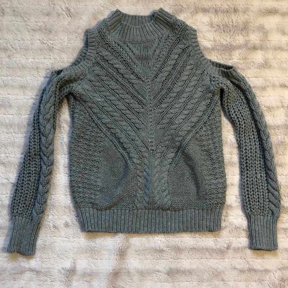 Grey shoulder cut out Aeropostale knit sweater